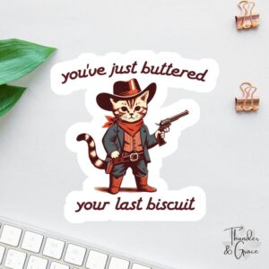 Cowboy Cat Biscuit Sticker