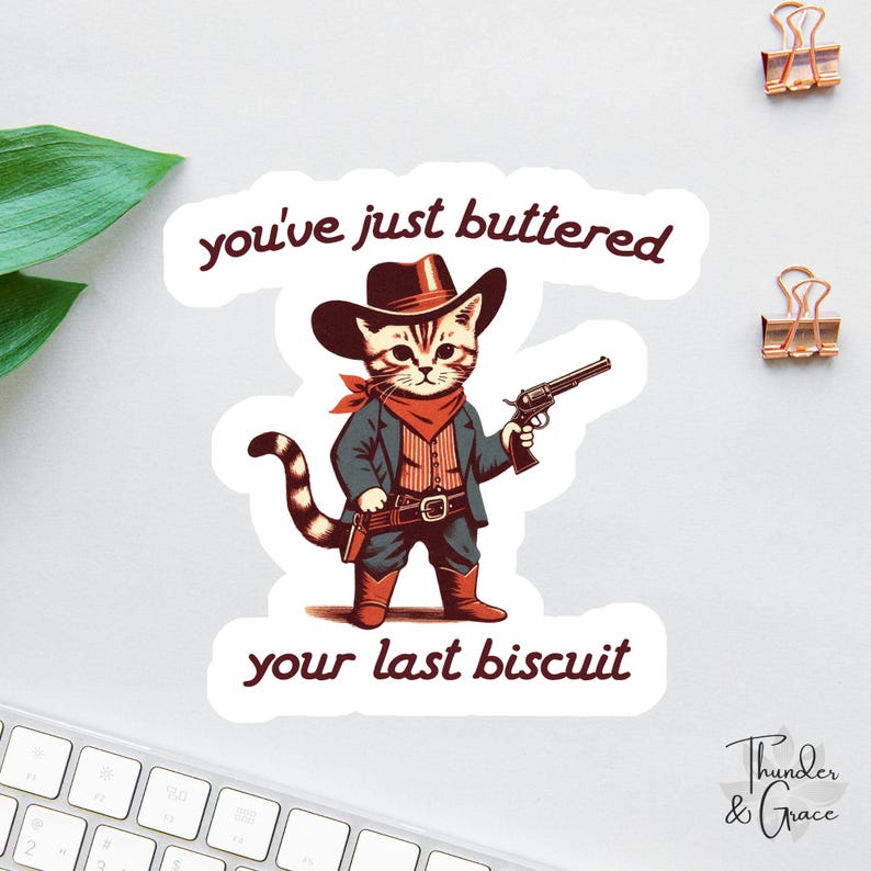 Cowboy Cat Biscuit Sticker